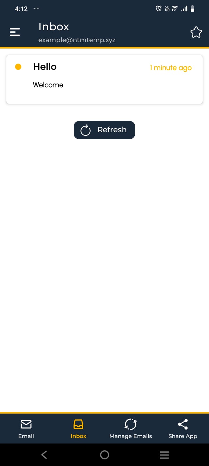 no trace mail disposable mail app inbox screen